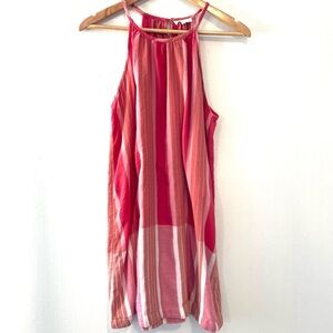 Lou & Grey Pink‎ and Red Striped Midi Dress